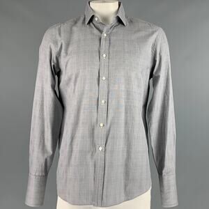 RALPH LAUREN Size L Grey Plaid Cotton French Cuff Long Sleeve Shirt